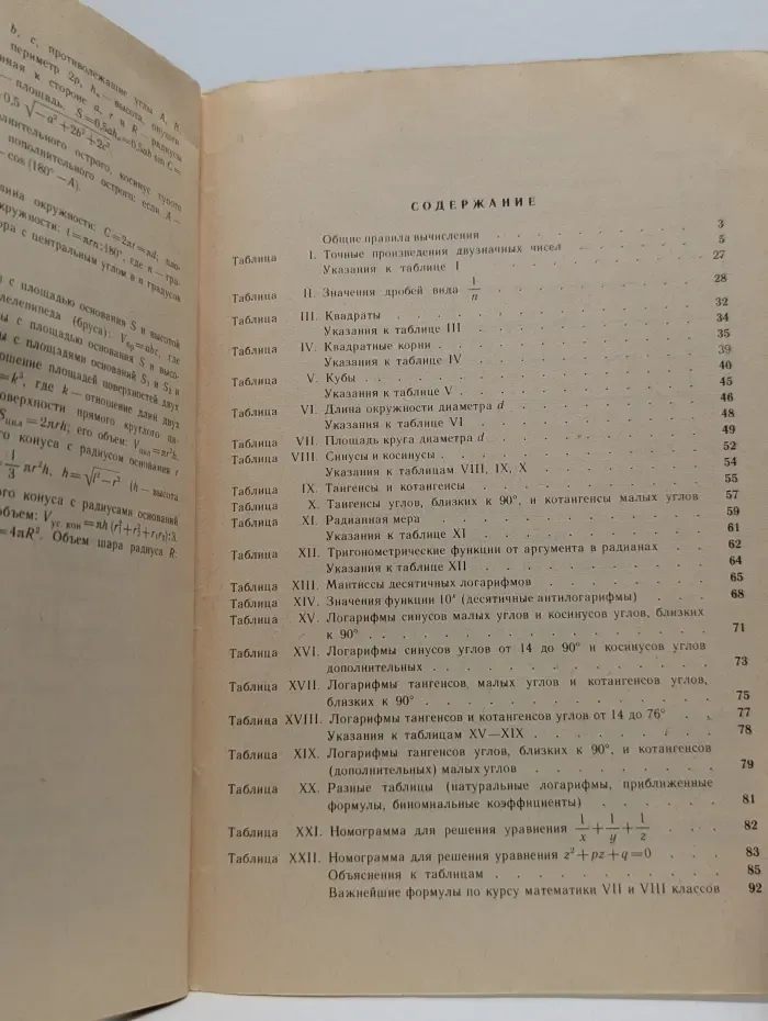 Четырехзначные математические таблицы для средней школы