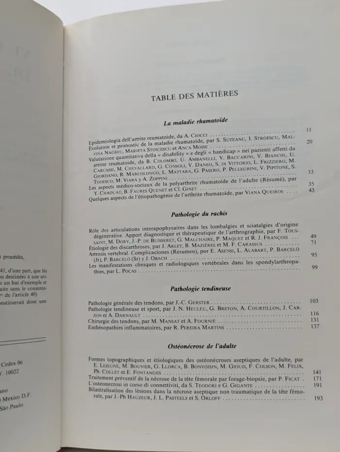 VI Congres Latin de Rhumatologie. La maladie Rhumatoide, Pathologie du Rachis, Pathologie Tendineuse, Osteonecrose de L'adulte, Osteopathiescondensantes, Actualites en Rhumatologie