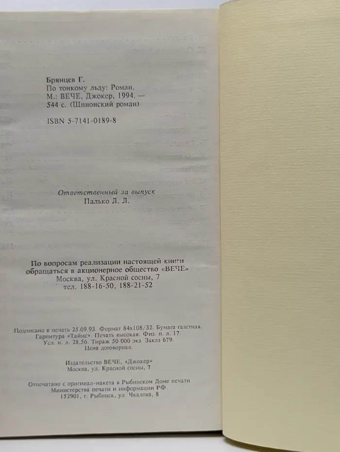 Шпионский роман. По тонкому льду