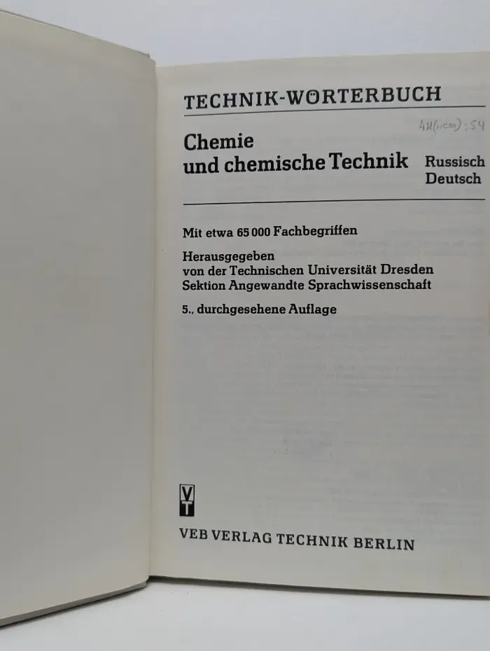 Technik-Wörterbuch Chemie und chemische Technik